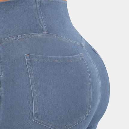 Women's High Waist Flared Jeans with Elasticated Waistband
