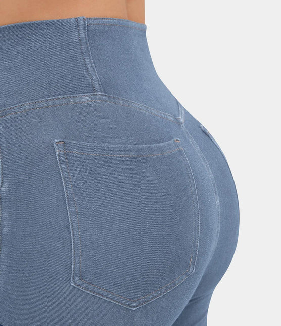 Women's High Waist Flared Jeans with Elasticated Waistband