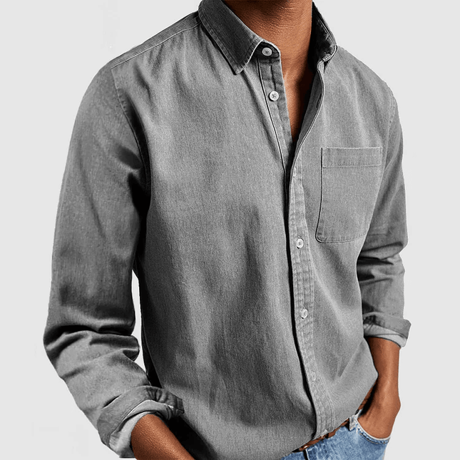 Men's Long Sleeve Casual Shirt Notched Collar