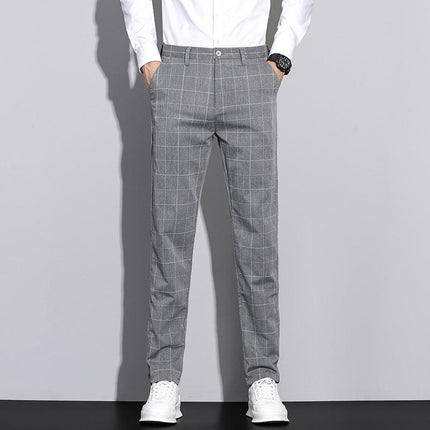 Straton Check Slim Pants | Casual Plaid Straight-Leg Trousers for Men - northernnomad
