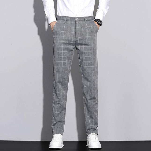 Straton Check Slim Pants | Casual Plaid Straight-Leg Trousers for Men - northernnomad
