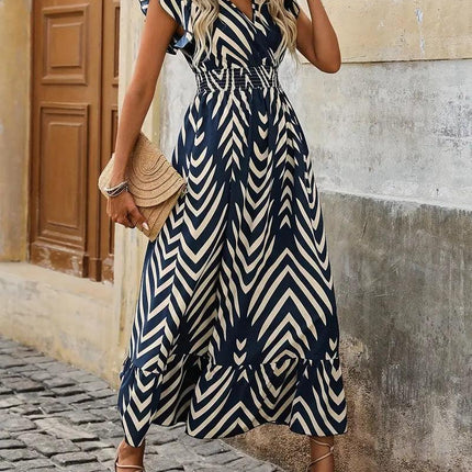 Women's Allover Print Dress with Smocked Waist