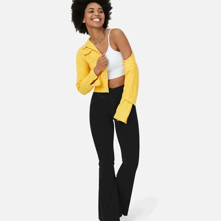 Women's High Waist Flared Jeans with Elasticated Waistband