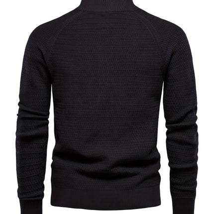 Men's Sheared Sweater Stand Collar Buttoned