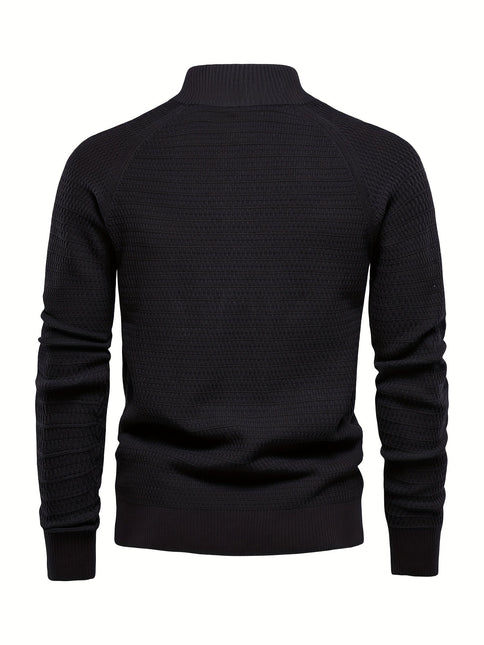 Men's Sheared Sweater Stand Collar Buttoned