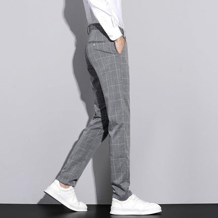 Straton Check Slim Pants | Casual Plaid Straight-Leg Trousers for Men - northernnomad