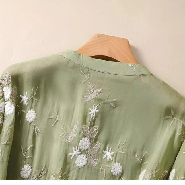 Women's Button-Down Embroidered Blouse