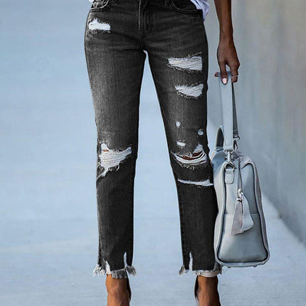 Women's Ripped Denim Casual Pants