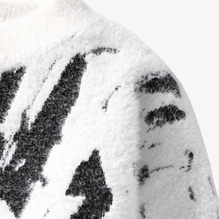 Men's Fuzzy Knit Sweater Casual Style