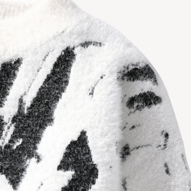 Men's Fuzzy Knit Sweater Casual Style
