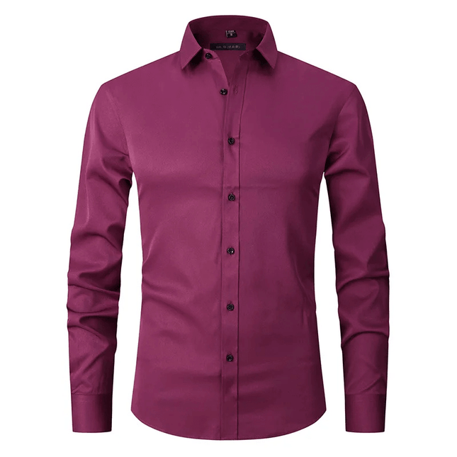 Men's Long Sleeve Slim Fit Shirt with Contrast Buttons