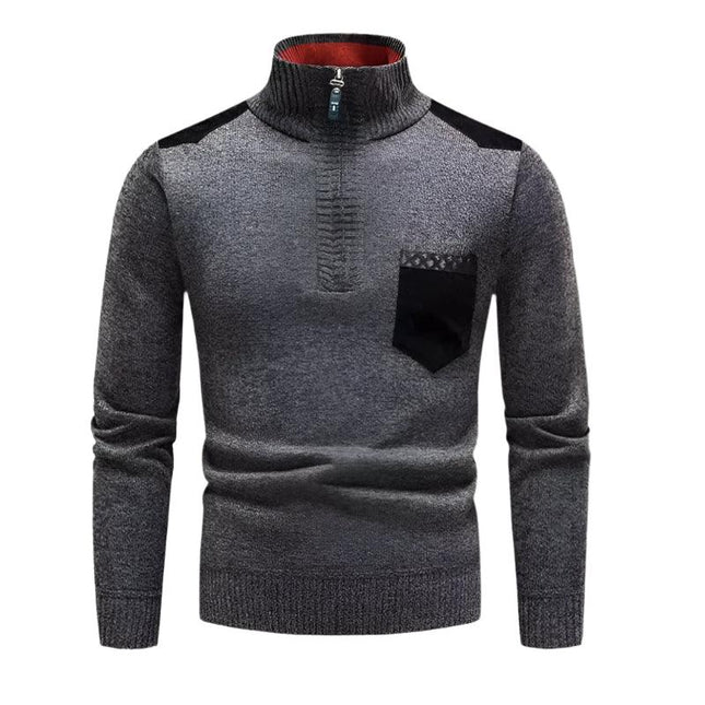 Men's Half-Zip Jumper Patchwork Design