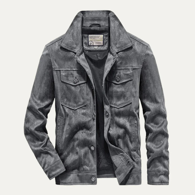 Men's Cargo Jacket Suede Vintage Lightweight