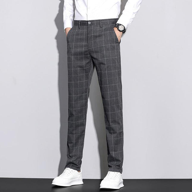 Straton Check Slim Pants | Casual Plaid Straight-Leg Trousers for Men - northernnomad