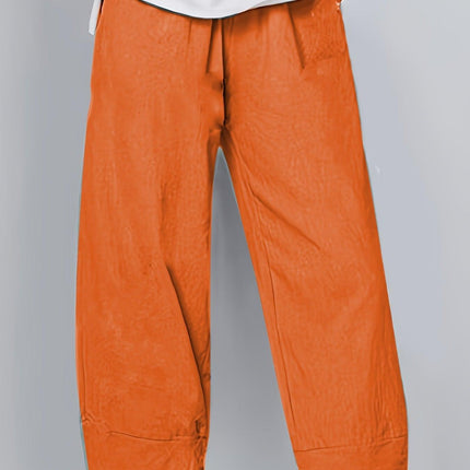 Women's Cropped Culottes Lightweight Fabric Wide Leg Elastic Waist