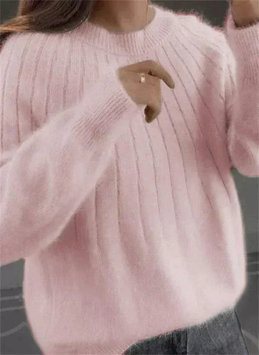 Women's Knitted Jumper Fluffy Cashmere-Like