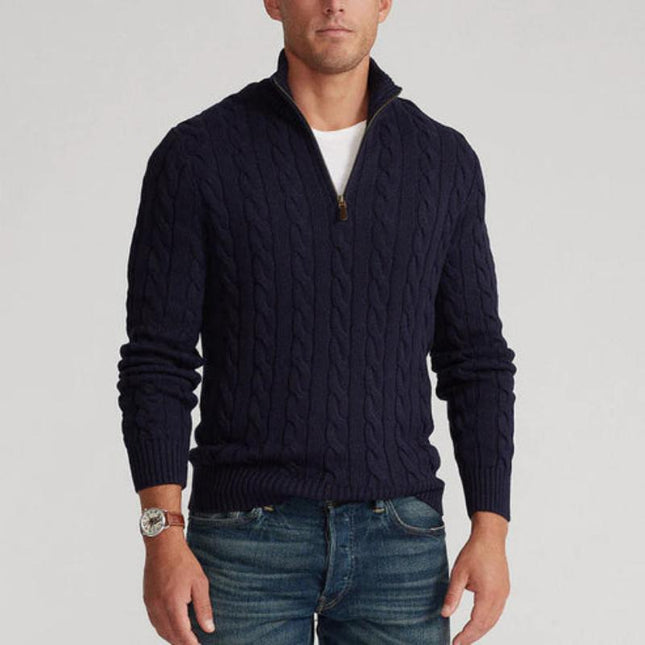 Men's Half-Zip Sweater High-Quality Cotton