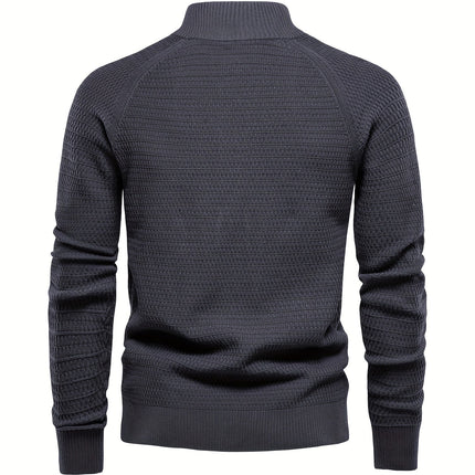 Men's Sheared Sweater Stand Collar Buttoned