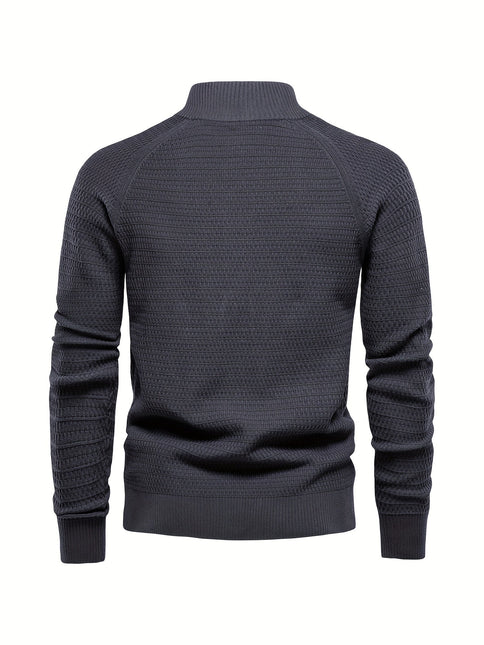Men's Sheared Sweater Stand Collar Buttoned
