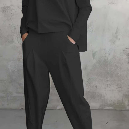 Women's Casual Chic Harem Pants Set with Irregular Long-Sleeve Top