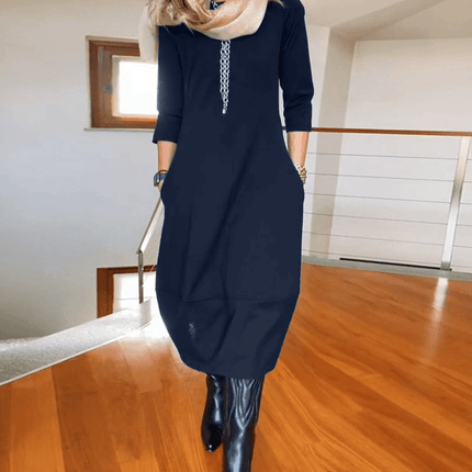 Women's Midi Dress with Pleats