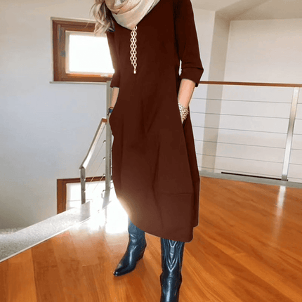 Women's Midi Dress with Pleats