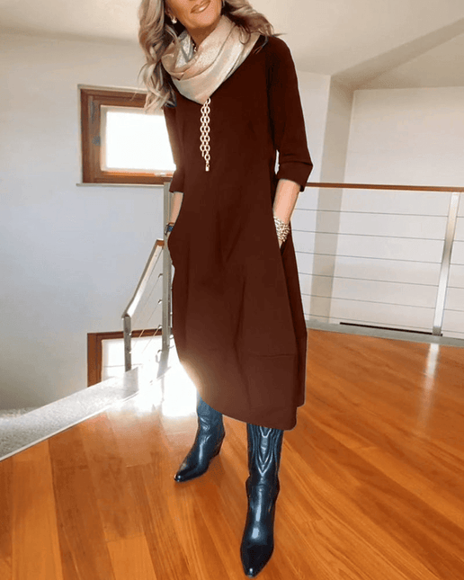 Women's Midi Dress with Pleats