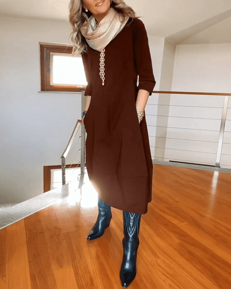 Women's Midi Dress with Pleats