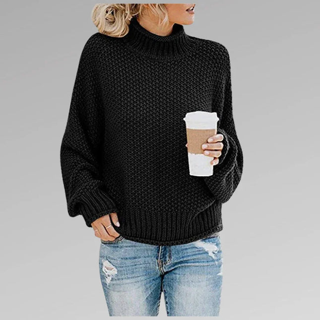 Women's Knit Long Sleeve High Neck Sweater