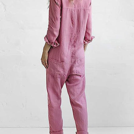 Women's Jumpsuit Button-Up with Pockets