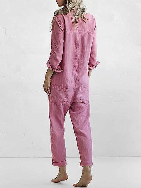 Women's Jumpsuit Button-Up with Pockets