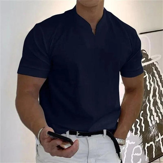 Men’s Slim Fit Athletic T-Shirt Notched V-Neck Short Sleeve