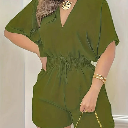 Women's V-Neck Shirred Waist Romper