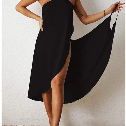 Women's One-Shoulder Maxi Dress - Asymmetrical Cut - High-Low Hem - Elegant Flowy Fit