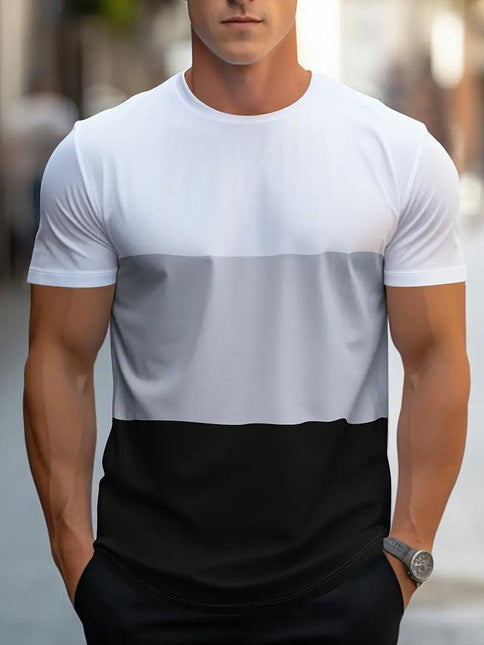 Men's Color Block T-Shirt Crew Neck Short Sleeve
