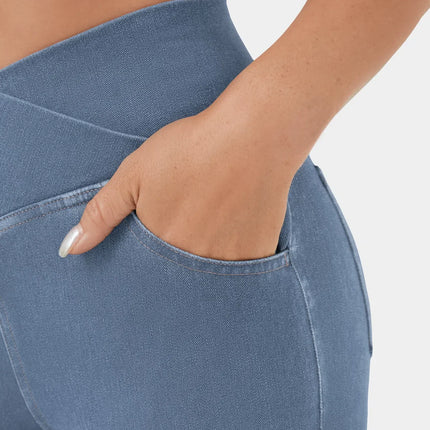 Women's High Waist Flared Jeans with Elasticated Waistband
