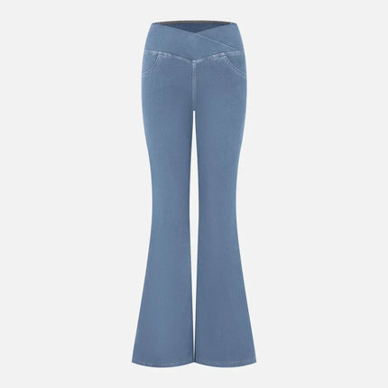 Women's High Waist Flared Jeans with Elasticated Waistband