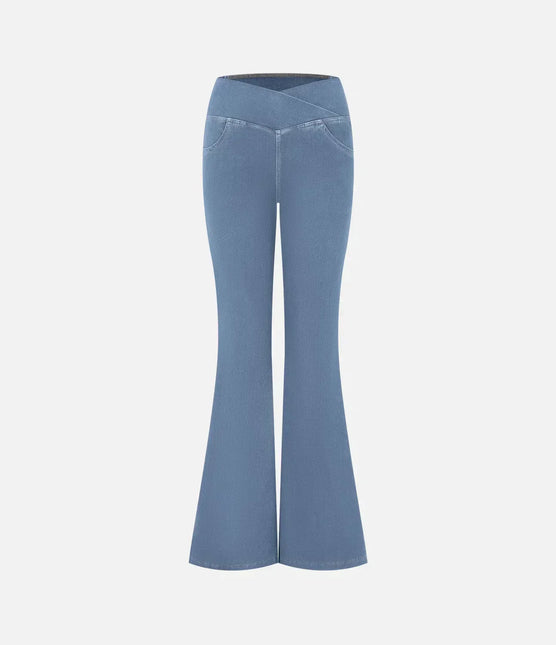 Women's High Waist Flared Jeans with Elasticated Waistband