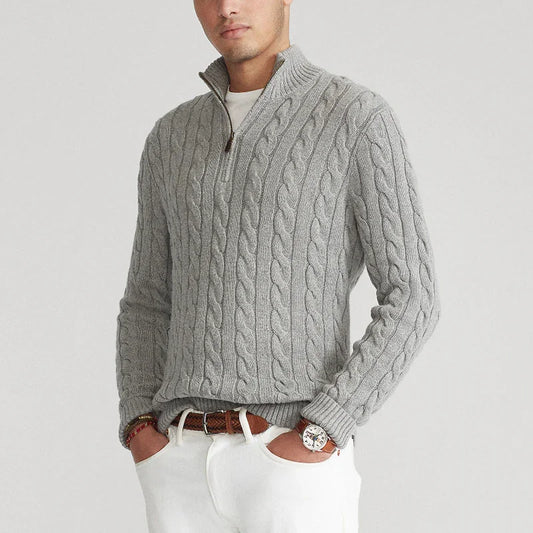 Men's Half Zip Sweater Wool Blend