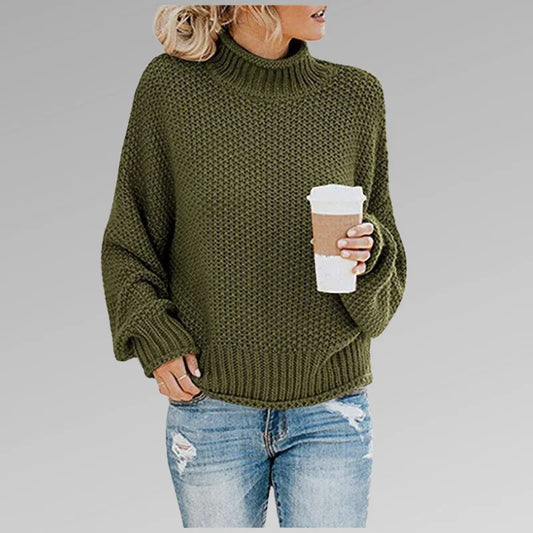Women's Knit Long Sleeve High Neck Sweater