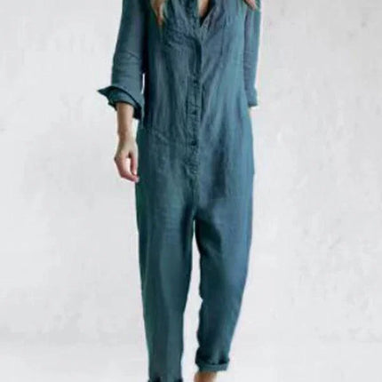 Women's Jumpsuit Button-Up with Pockets
