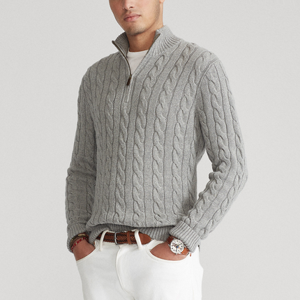 Men's Half-Zip Sweater High-Quality Cotton