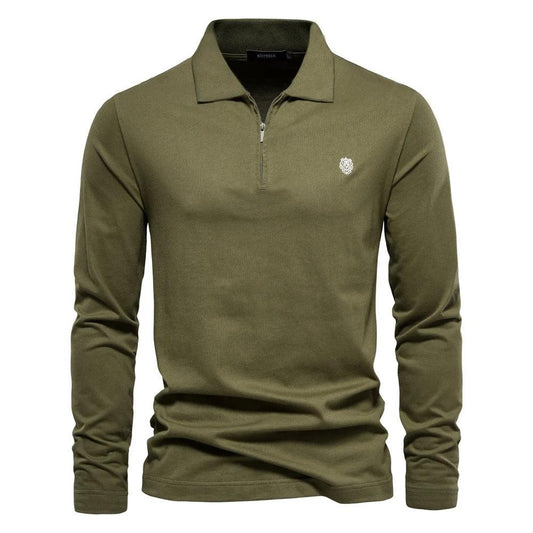 Men's Long Sleeve Polo Shirt Cotton