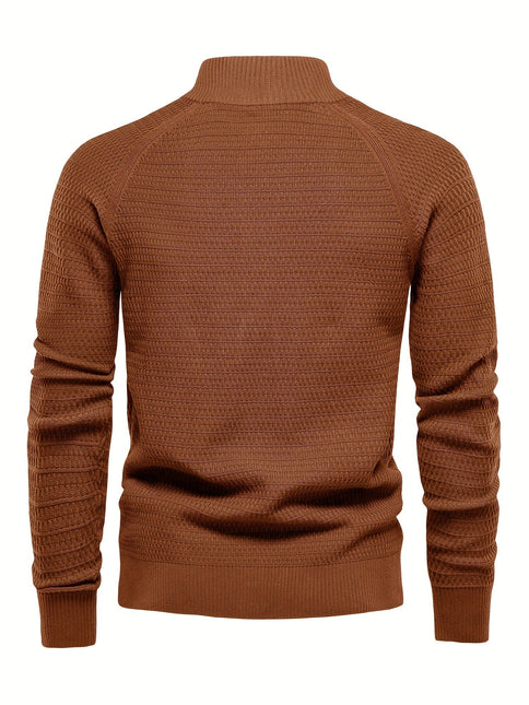 Men's Sheared Sweater Stand Collar Buttoned