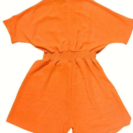Women's V-Neck Shirred Waist Romper