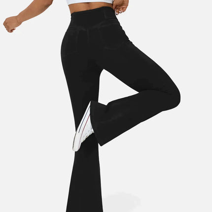 Women's High Waist Flared Jeans with Elasticated Waistband