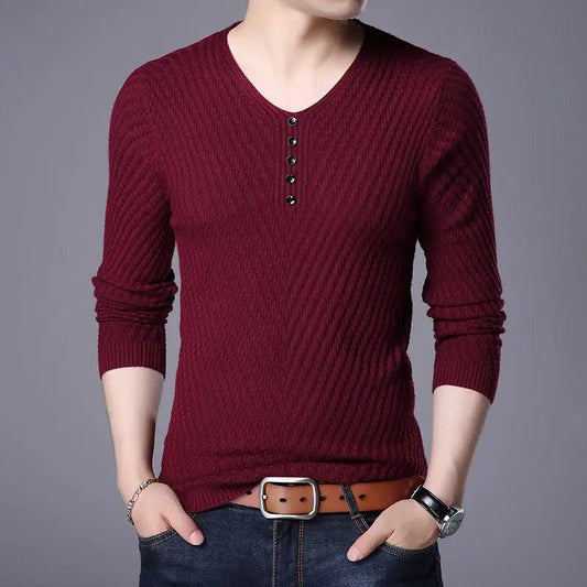 Men's Long Sleeve Striped Color Block Shirt