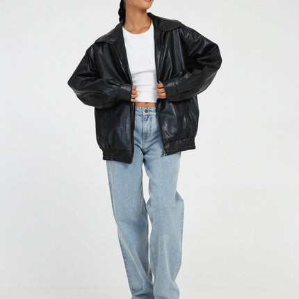 Women's Leather Oversized Jacket