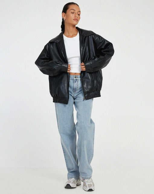 Women's Leather Oversized Jacket