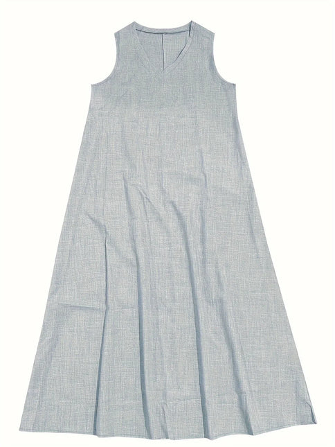 Women’s Maxi Dress - Sleeveless V-Neck - Relaxed Fit - Lightweight Breathable Fabric